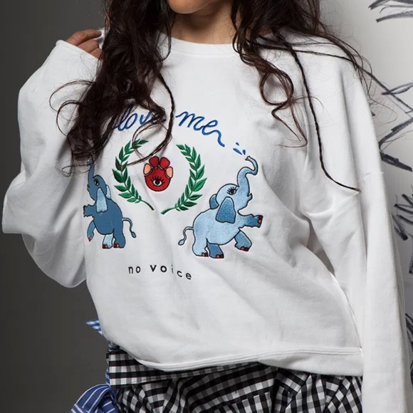 Fashion for Conservation Tops - No Voice Collective Elephantasia crewneck cotton M